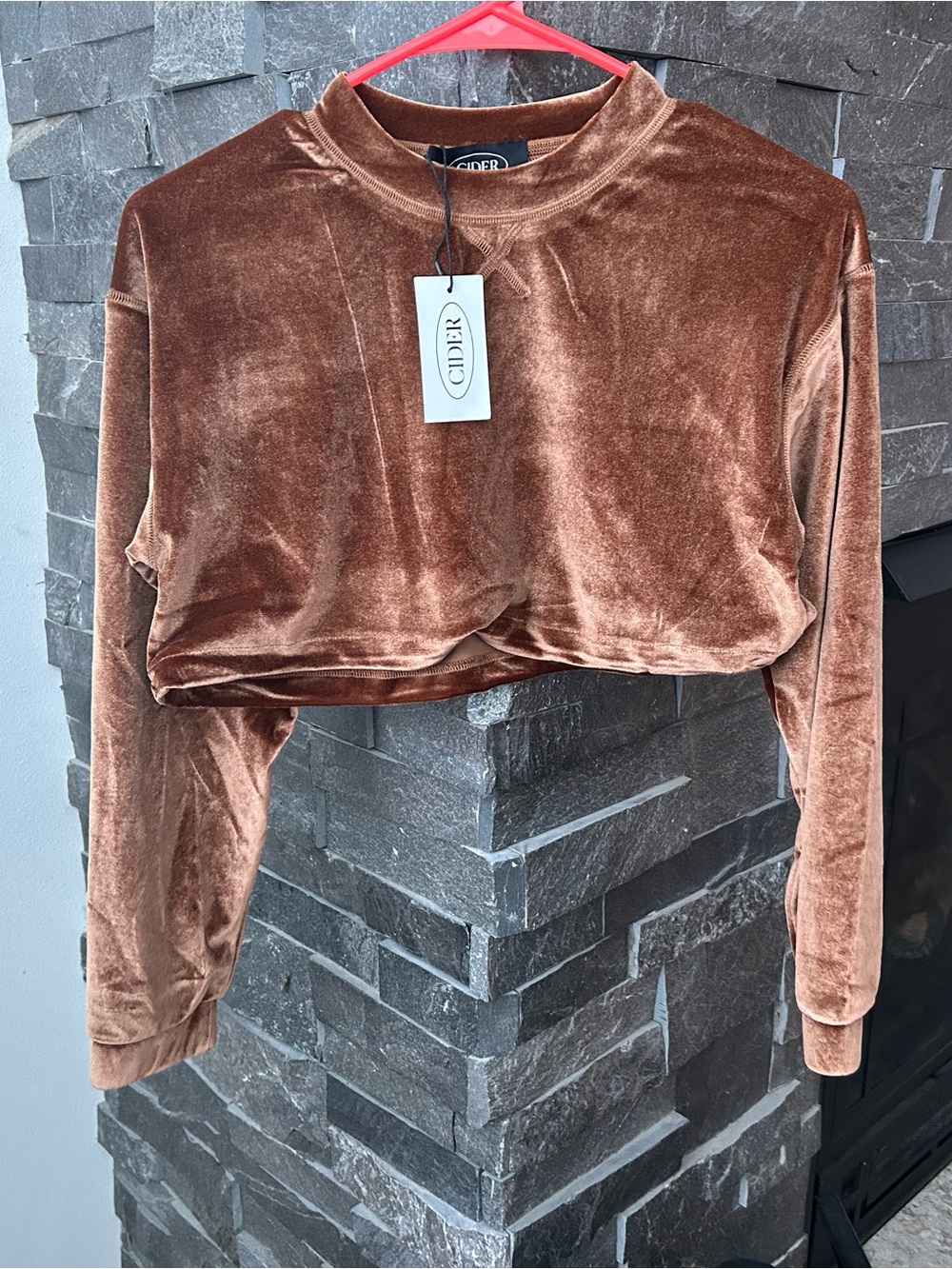 NWT Cider Cropped Velvet Sweatshirt